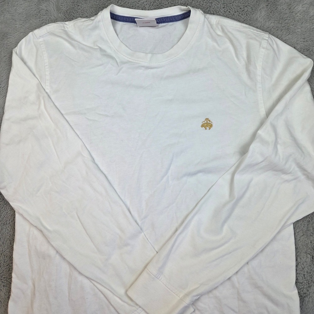 Brooks Brothers T-Shirt Mens M Long Sleeve Golden Fleece Logo Cotton White Tee